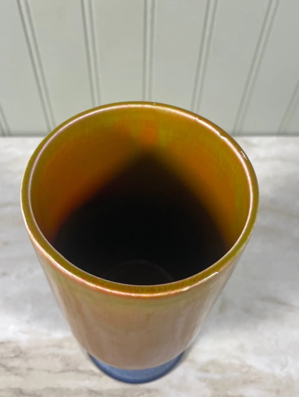 Vintage Glazed Pottery Pedestal Vase 8.5
